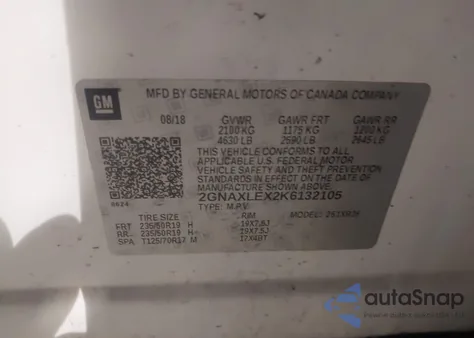 2019 Chevrolet Equinox Lt from USA, damaged, VIN 2GNAXLEX2K6132105